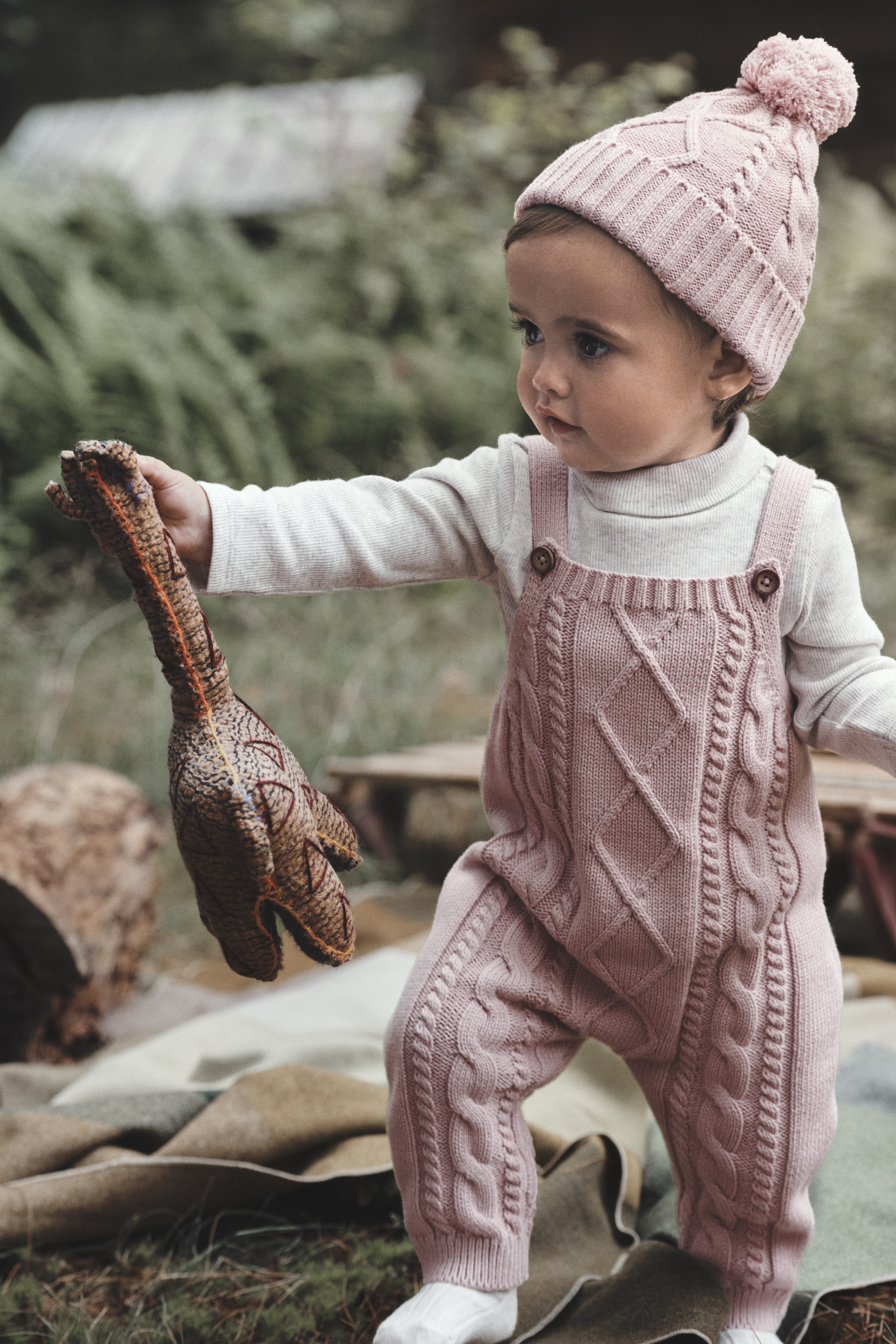 Baby Girl Organic Cotton Cable Knit Winter Hat